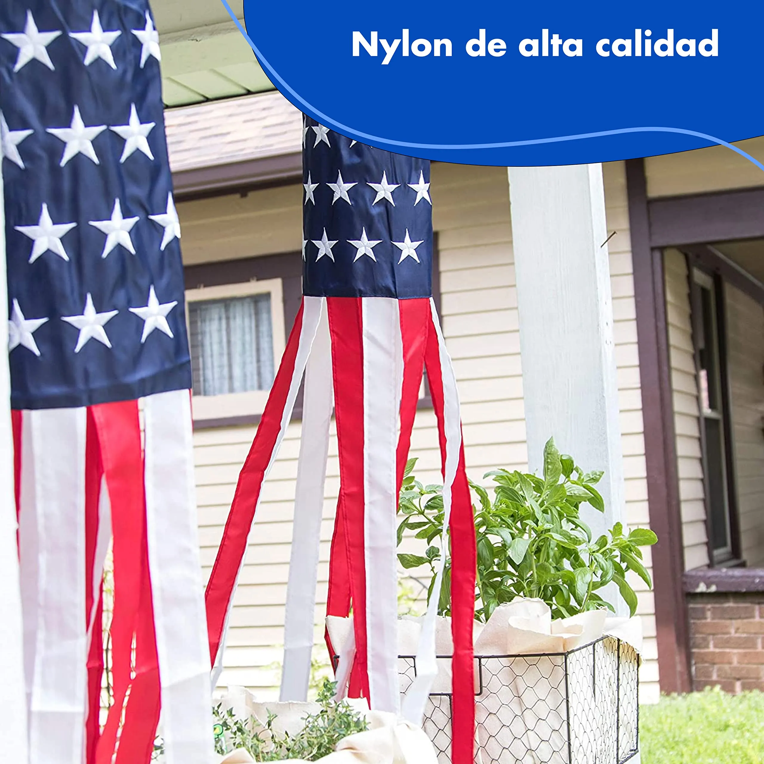 40 Inch American Flag Windsock (Set Of 2) - Outdoor Hanging 4Th Of July Decorations