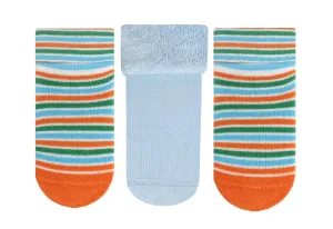 Baby Boy Anti-Slip Terry Socks Striped Blue 3Pk (0-6mths)