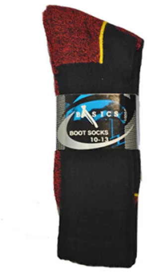 basics men's boot socks - black/red Case of 120