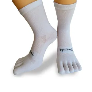 Bprimal Everyday Five-Toe Socks - Crew - Regular Weight - White