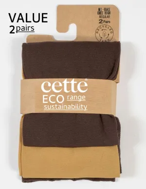 Cette ECO Orleans Wide Knee High Stockings (Value Twin Pack) Gold & Walnut