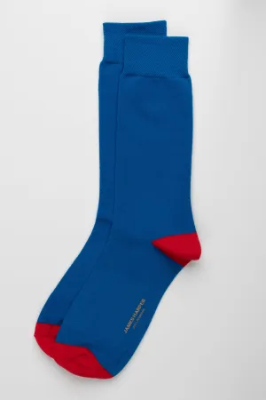 Cobalt Blue/Red Plain Socks