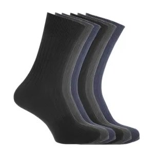 FLOSO Mens Ribbed 100% Cotton Socks (6 Pairs)