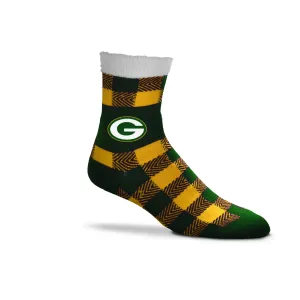 Unisex One-Size Buffalo Plaid Slipper Socks in Green Bay Packers Design