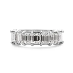 Handmade Seven Stone Emerald Cut Diamond Ring - Platinum