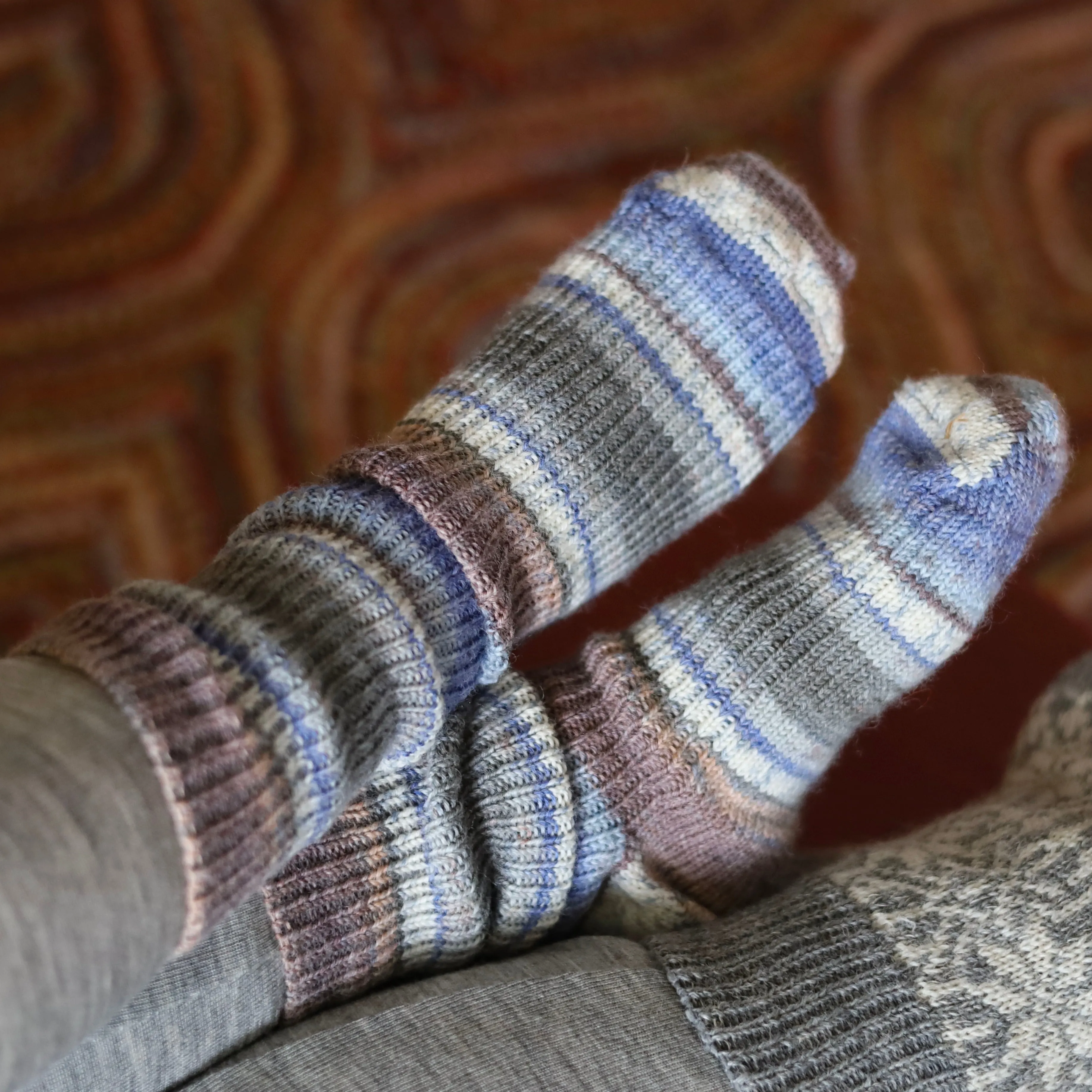 Hirsch Natur Child Sock, Mid Weight, with Ribbed Cuff, Variegated Merino Wool