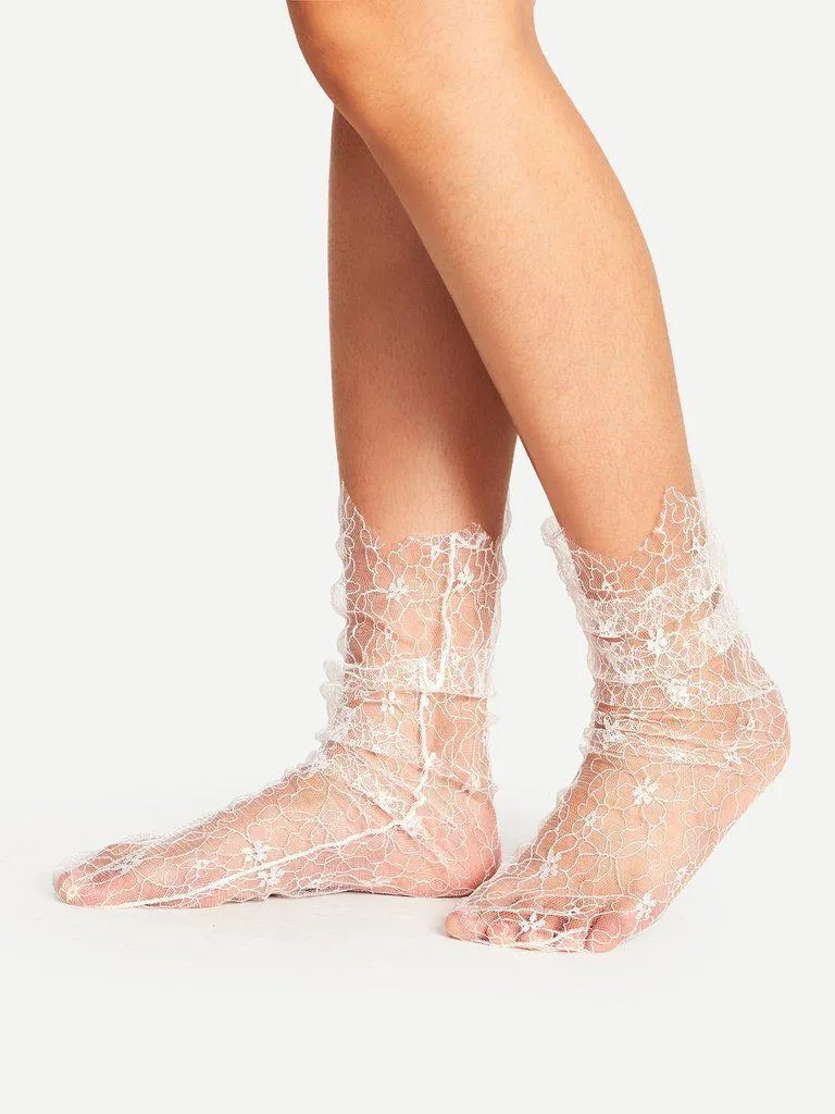 Hollow Design Slouch Lace Ankle Socks