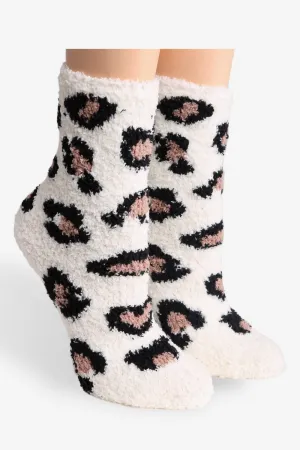 JCS105 Super Lux 6 Pcs Assorted Leopard Crew Socks