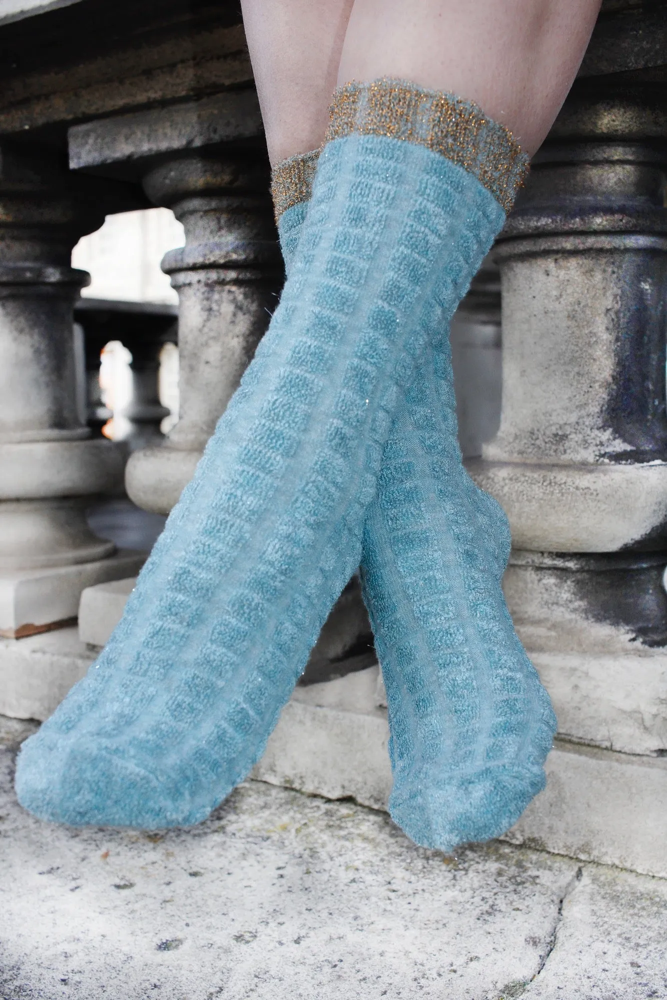 Light Turquoise Cotton Socks