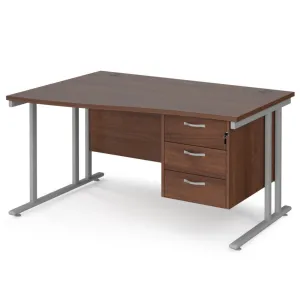 Maestro 25 left hand wave desk with 3 drawer pedestal