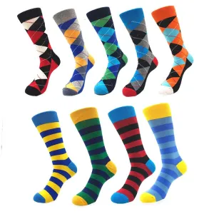 Men's Multicolor Pattern Socks - 9pk Bundle