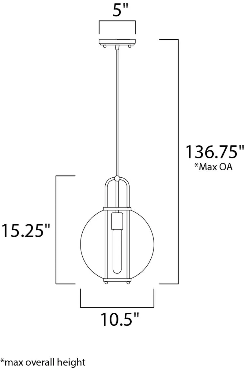 Minaret 10.5" Single Light Pendant in Polished Nickel