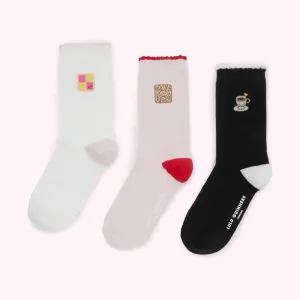 MULTI HIGH TEA ANKLE SOCKS - 3 PAIRS