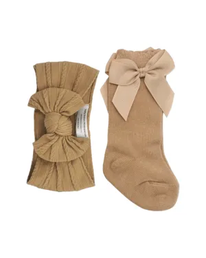 Our Coffee Smaller Headband & Knee High Socks Set