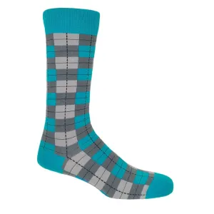 PEPER HAROW Checkmate Men's Luxury Cotton Socks - Grey and Blue