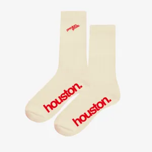 premiumgoods. crew socks (cream/red)