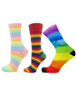 Rainbow Varieties Women's Crew Socks - 3 Pack