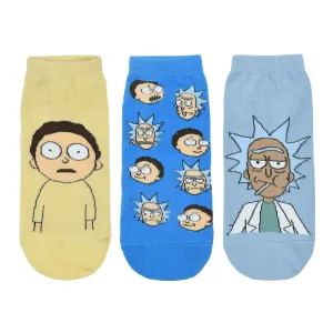 Rick and Morty Cotton Lowcut Character socks for Men (Pack of 3) (Free Size) (Blue, Cream)