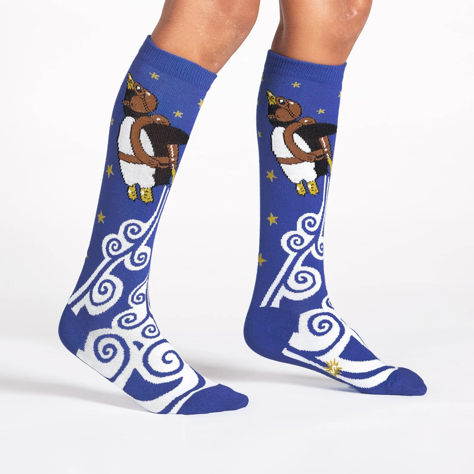 Sock It To Me Kids Knee High Socks - Penguin Taking Flight (7-10 Years Old)