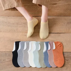 Socks women summer thin version of breathable invisible boat socks solid color leisure low to prevent falling with cotton shorts wholesale