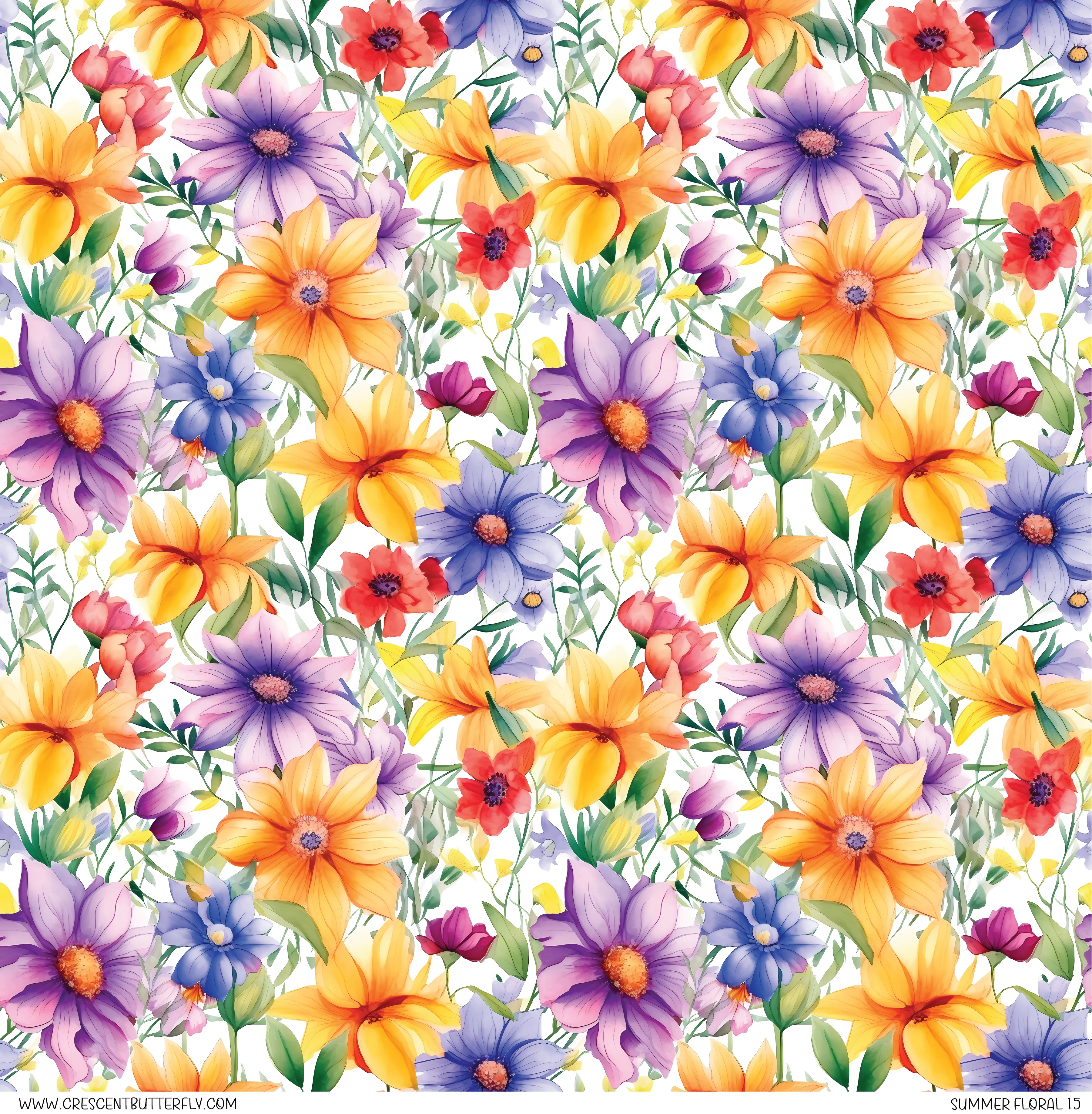 Summer Floral 15 Printed Vinyl Sheet/Wrap