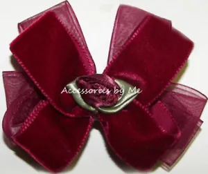 Velvet Organza Rose Hair Bow