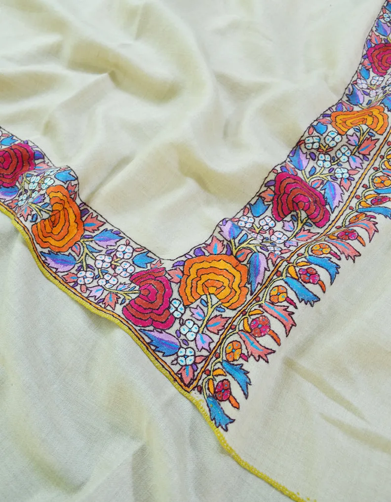 white embroidery Pashmina shawl 8641