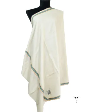 white tilla embroidery pashmina shawl 8600